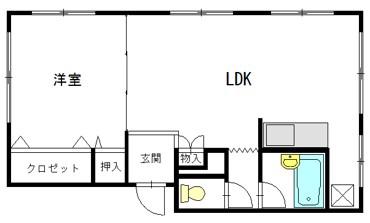 マンション芦屋の里(1LDK/1階)の間取り写真