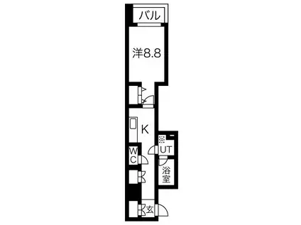 FUCHSIAフクシア(1K/9階)の間取り写真