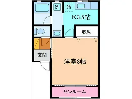 アビタシオンK(1K/2階)の間取り写真