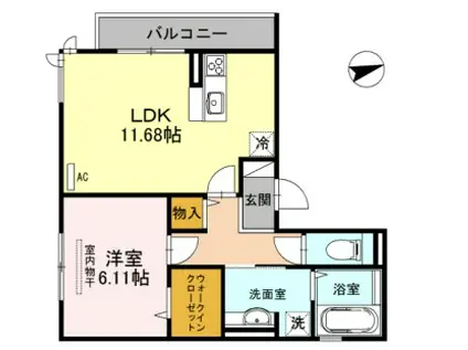 D-ROOM久吉(1LDK/2階)の間取り写真