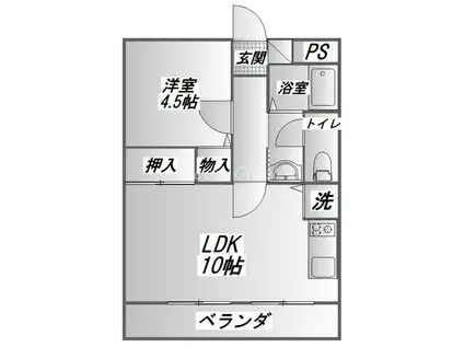 スカイシエル(1LDK/1階)の間取り写真