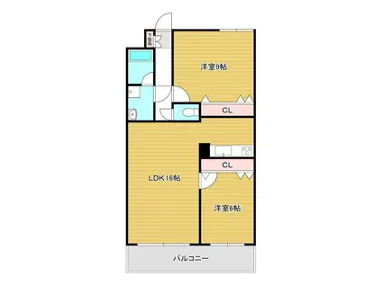 エミネント華里(2LDK/3階)の間取り写真