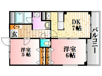 リヴァージュ杉広(2DK/1階)の間取り写真