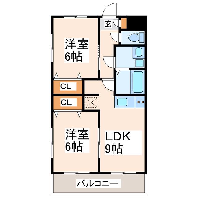 アーバンファイブ小山(2LDK/2階)の間取り写真