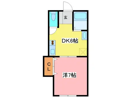 パルメディアK(1DK/2階)の間取り写真