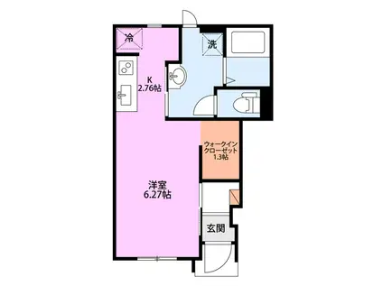 リビンド古正寺(ワンルーム/1階)の間取り写真