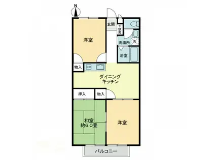 フォブール大井A(3DK/1階)の間取り写真