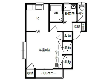 MORIハイツ大胡C(1K/2階)の間取り写真