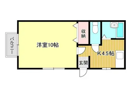 YOUR TOWN O(1K/2階)の間取り写真