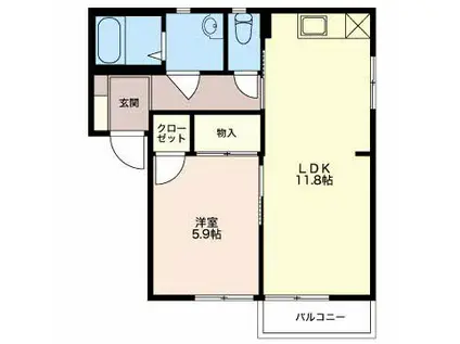 エクセルコート(1LDK/1階)の間取り写真