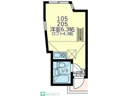 ユナイト妙蓮寺アメディオ(ワンルーム/2階)の間取り写真