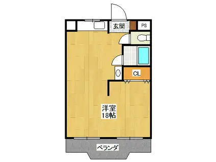 ラ・レジェール広瀬(ワンルーム/3階)の間取り写真