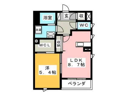 レラ パセオ(1LDK/2階)の間取り写真