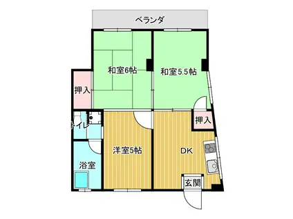 洲本西ビル(3DK/3階)の間取り写真