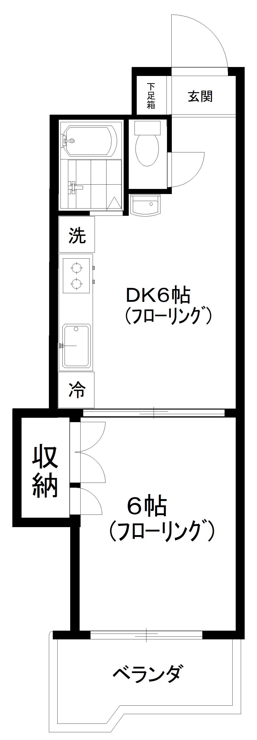 いしおかビル鷹番(1DK/3階)の間取り写真