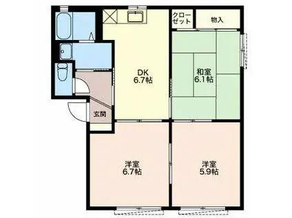 サニーハウス(3DK/1階)の間取り写真