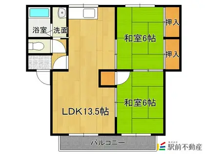 パークハウス神野B(2LDK/2階)の間取り写真