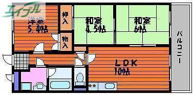 ネクスト倉田 東館(3LDK/6階)の間取り写真