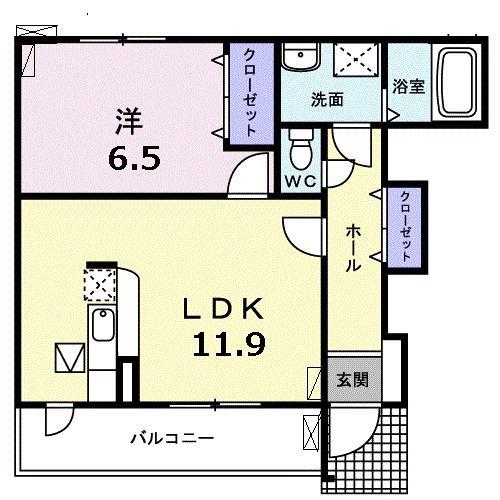 アライブS&N(1LDK/1階)の間取り写真