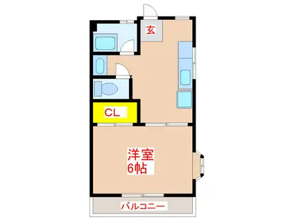 コーポ大鴨(1DK/2階)の間取り写真