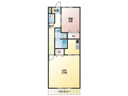 ロイヤルメゾン大橋I(1LDK/5階)の間取り写真