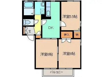 コートエミネンス B棟(3DK/2階)の間取り写真