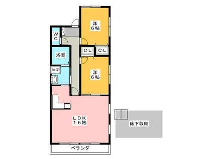 パルテノン ミズホ A(2LDK/1階)の間取り写真