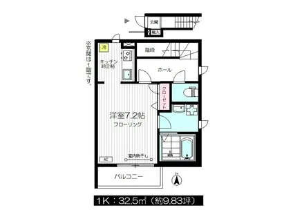 グリーンエイト野方(1K/2階)の間取り写真