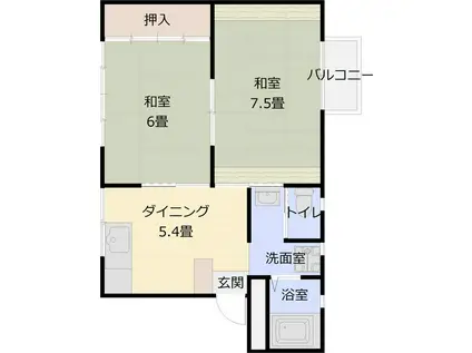 第1コーポ平野(2DK/2階)の間取り写真