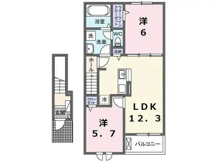 ブリッサ絢女(2LDK/2階)の間取り写真