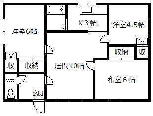 北門19ハイツA(3LDK/2階)の間取り写真