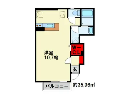 クリスマスローズIII(ワンルーム/1階)の間取り写真