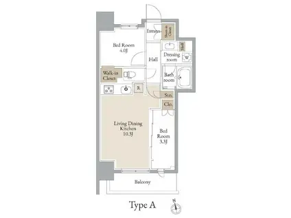 JMFレジデンス浅草橋三丁目(2LDK/4階)の間取り写真