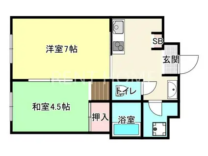 コーポ大福(2K/3階)の間取り写真