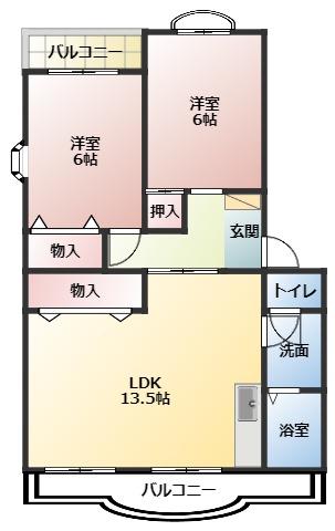 ビューネ松富II(3DK/3階)の間取り写真