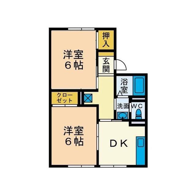 コーポ加藤(2DK/2階)の間取り写真