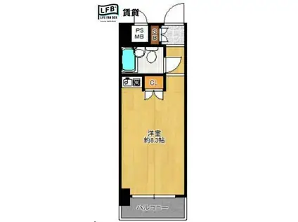 ホワイトパレス黄金五番館(ワンルーム/5階)の間取り写真