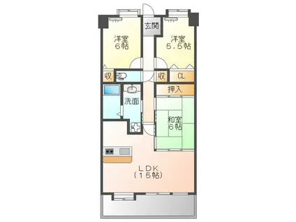 コアマンション山上倶楽部(3LDK/9階)の間取り写真