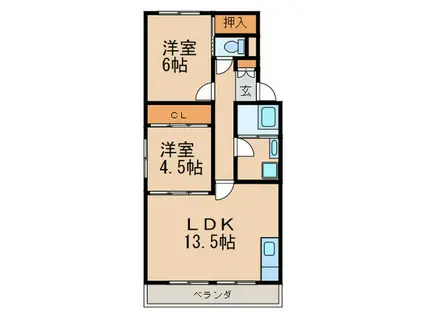 京地ビル(2LDK/4階)の間取り写真