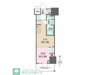 ルフォンプログレ元浅草マークス(1DK/9階)の間取り写真