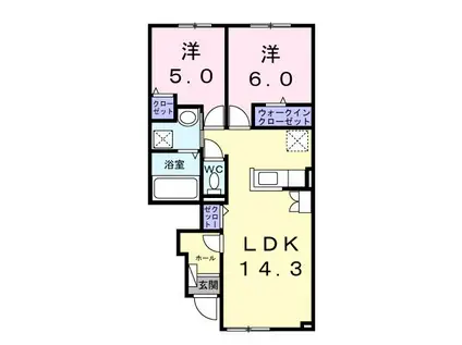 ひまわりV(2LDK/1階)の間取り写真