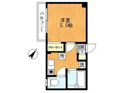 フラットグレース(1K/4階)の間取り写真