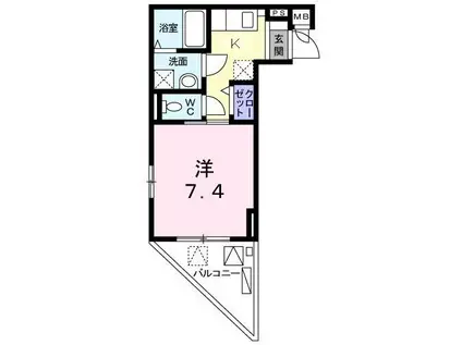 プレアデス城北(1K/4階)の間取り写真