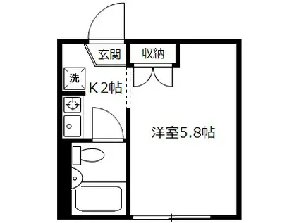 ジュネス六浦B(1K/1階)の間取り写真