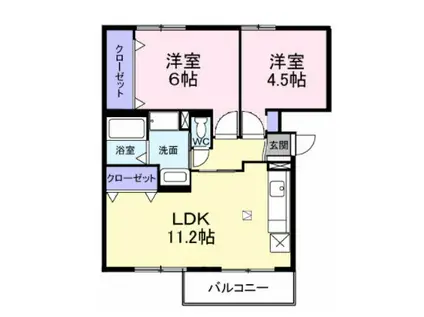 フェロービレッジ(2LDK/3階)の間取り写真