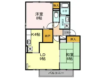 プラセールF(2LDK/2階)の間取り写真
