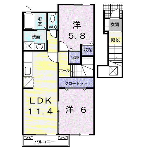 アルコ・イーリス(2LDK/2階)の間取り写真