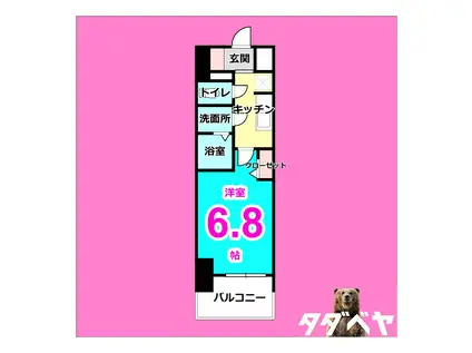 ファステートNAGOYA今池バレンシア(1K/2階)の間取り写真