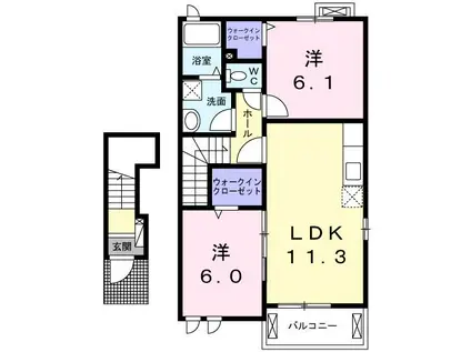 アクティブ・ウィングX(2LDK/2階)の間取り写真