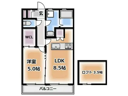 QUATRE・SAISONS新松戸(1LDK/2階)の間取り写真